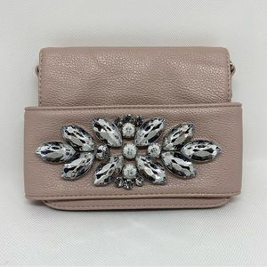 Kimchi Blue Embellished Crossbody Clutch in Soft Pink Faux Leather Lined w/Stars
